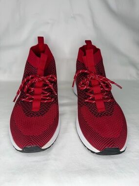 Guess Red and Black Knit High-Top Sneakers